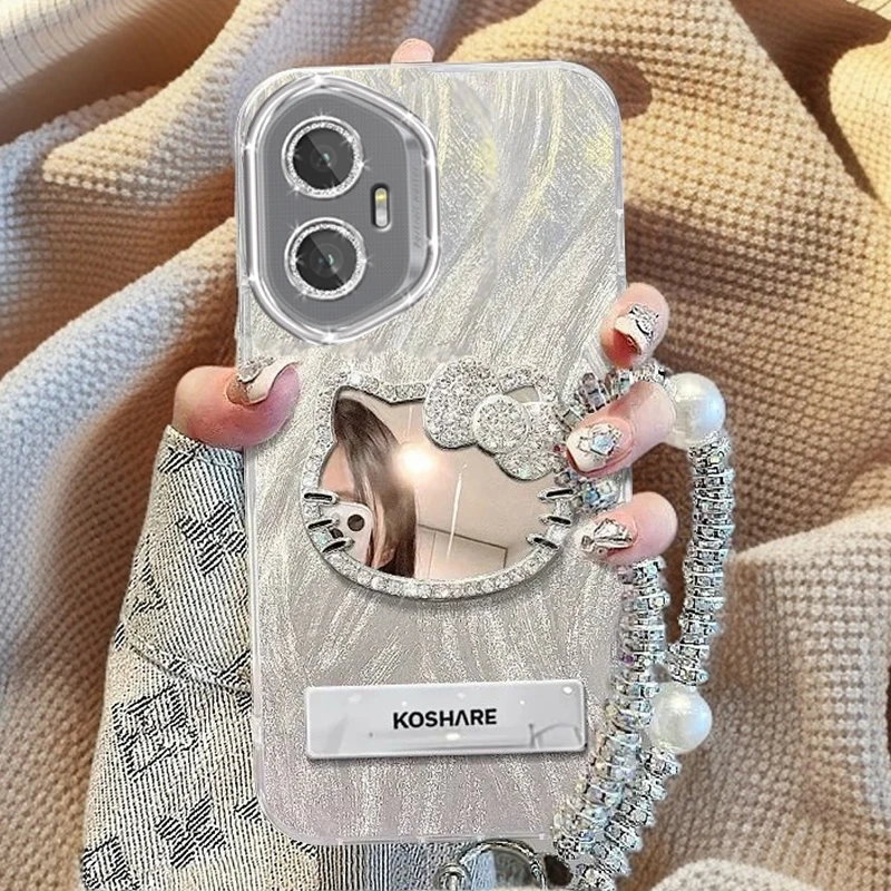 自带镜头膜华为荣耀300手机壳AMM-AN00镶钻kt猫镜子Honor300软壳