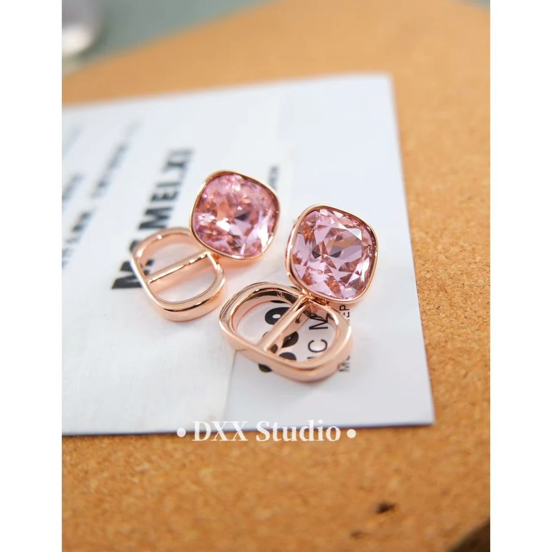 铜合金锆石耳饰 小众设计水滴拼色时尚气质素款耳饰45337