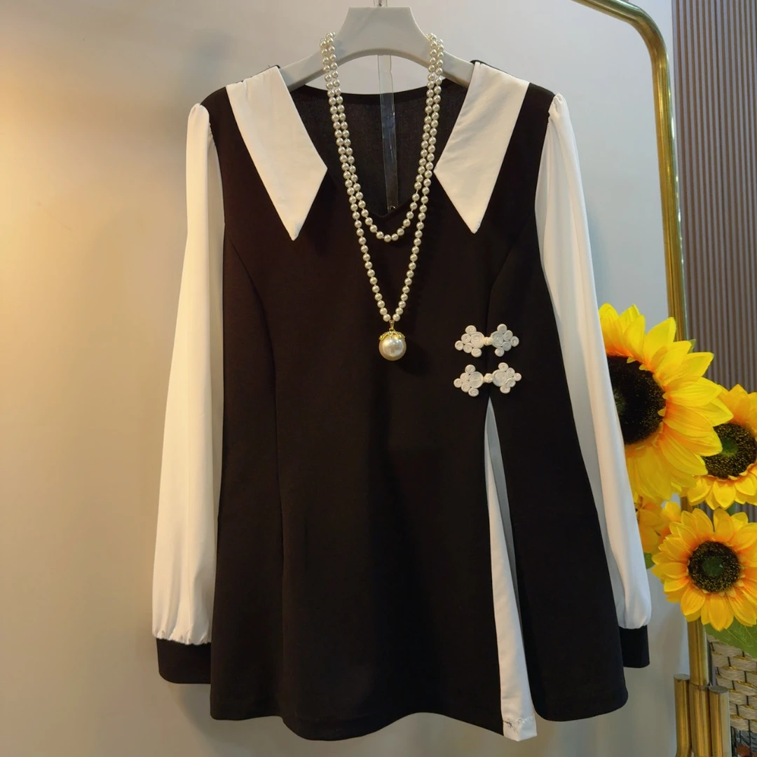 QQY拼接开衩国潮风衬衫上衣