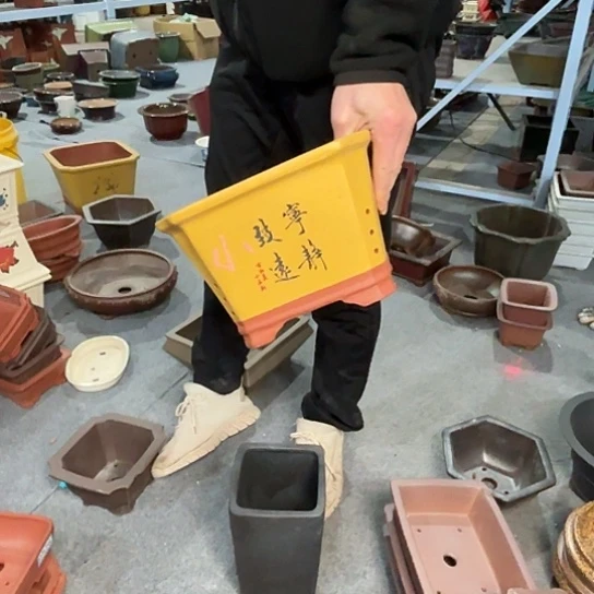 紫砂花盆军*宜兴紫砂