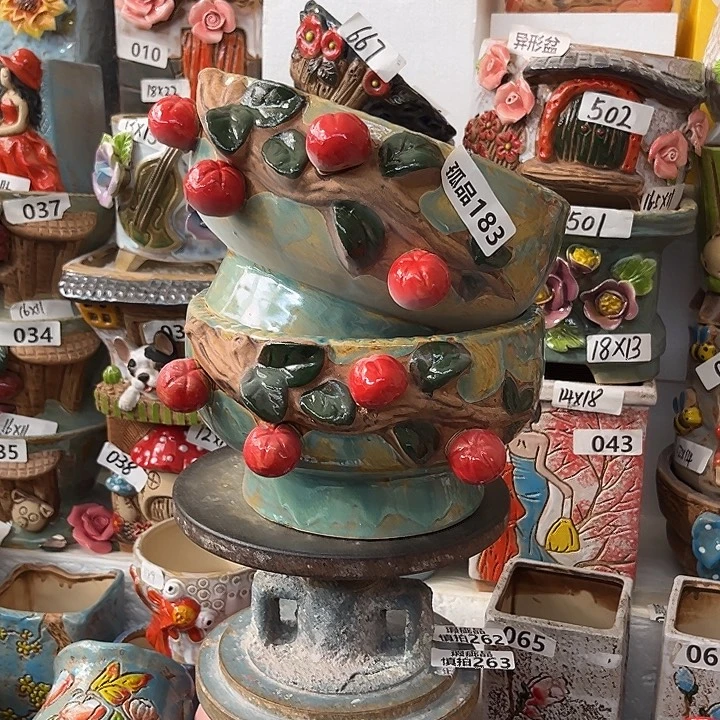 开***、粗陶材质多肉花盆183发孤品两个