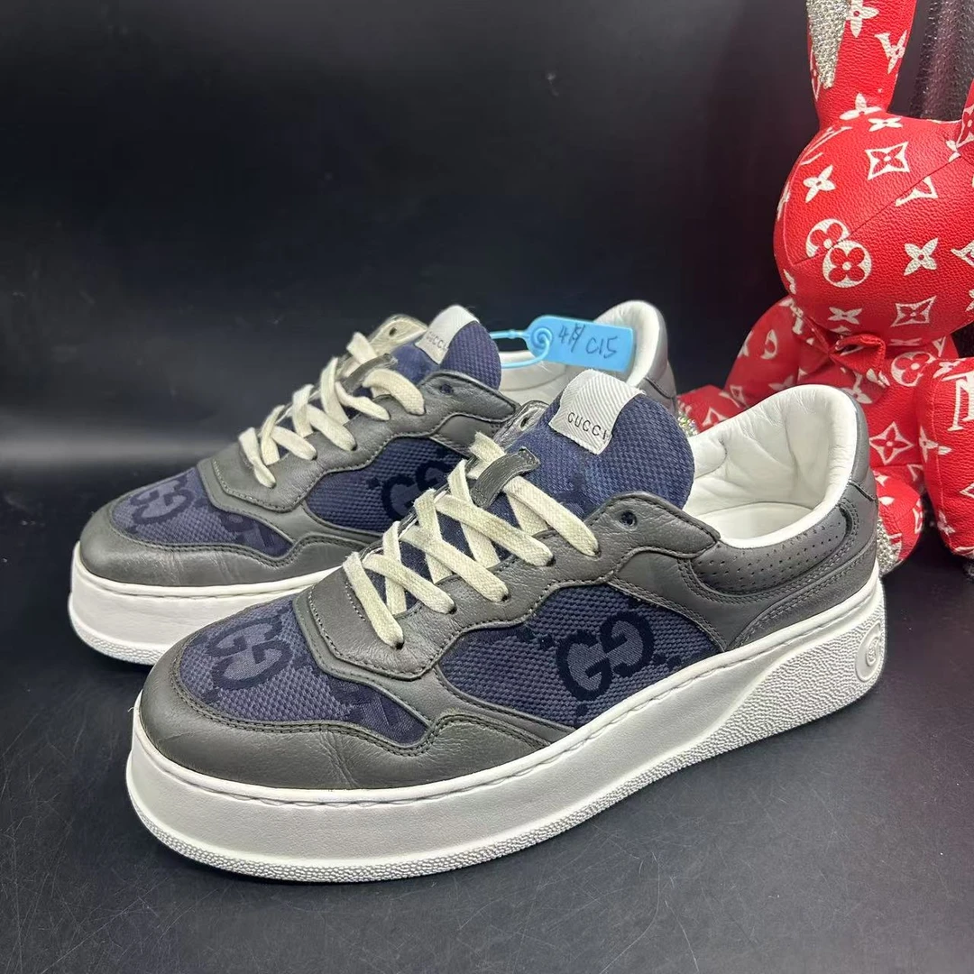 95新 GUCCI/古驰 藏蓝色老花厚底饼干鞋41.5欧码olas129