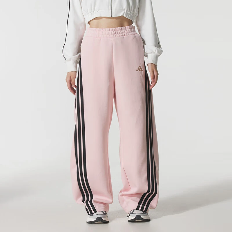 adidas/阿迪达斯粉色香蕉裤2025秋冬新款三条纹宽松运动舞蹈裤子