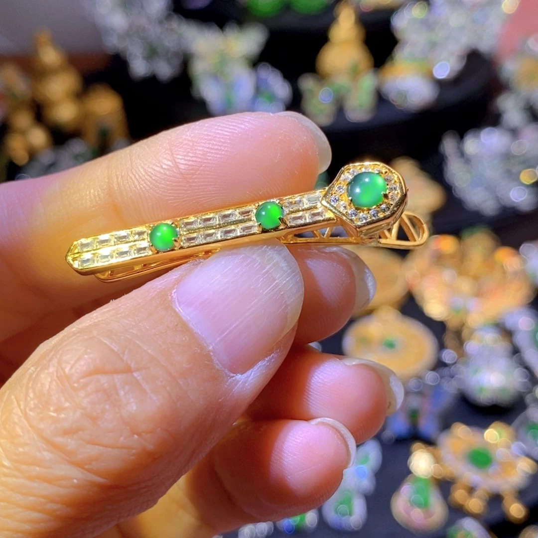翡翠银S925镶嵌颈饰天然，