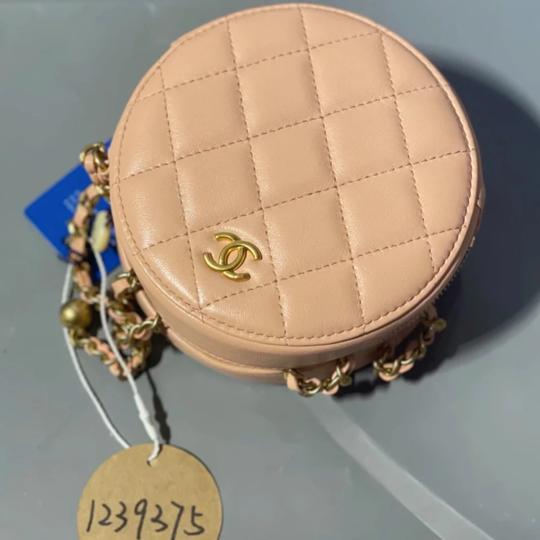 95新 Chanel/香奈儿 夏七中古/香奈儿奶茶色圆饼小废包/1239375