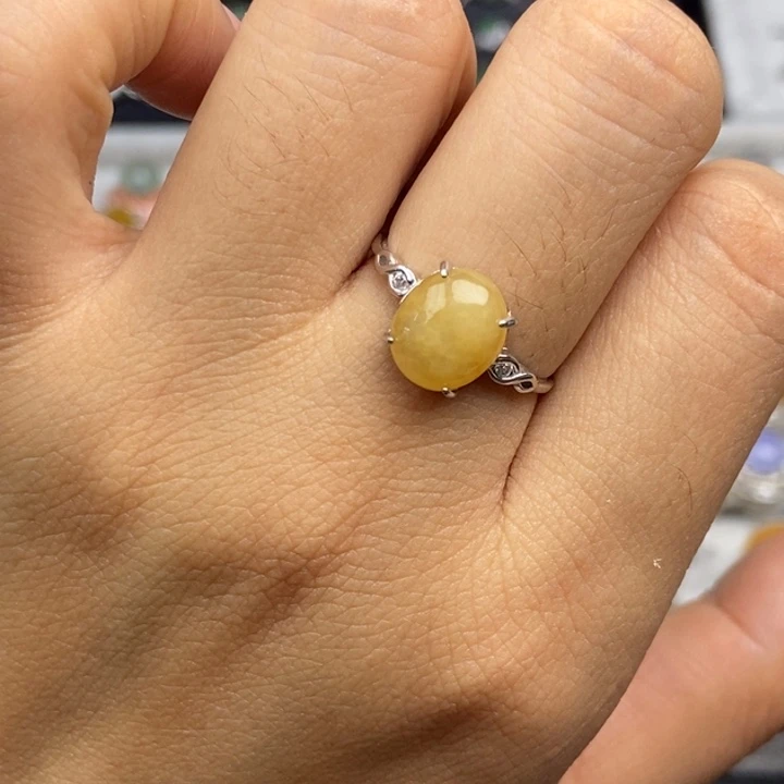 翡翠戒指银S925镶嵌戒指