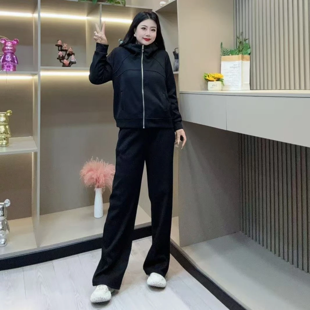 秋季套装-玲 8132时尚休闲保暖加绒显瘦设计款胖MM大码女装新款