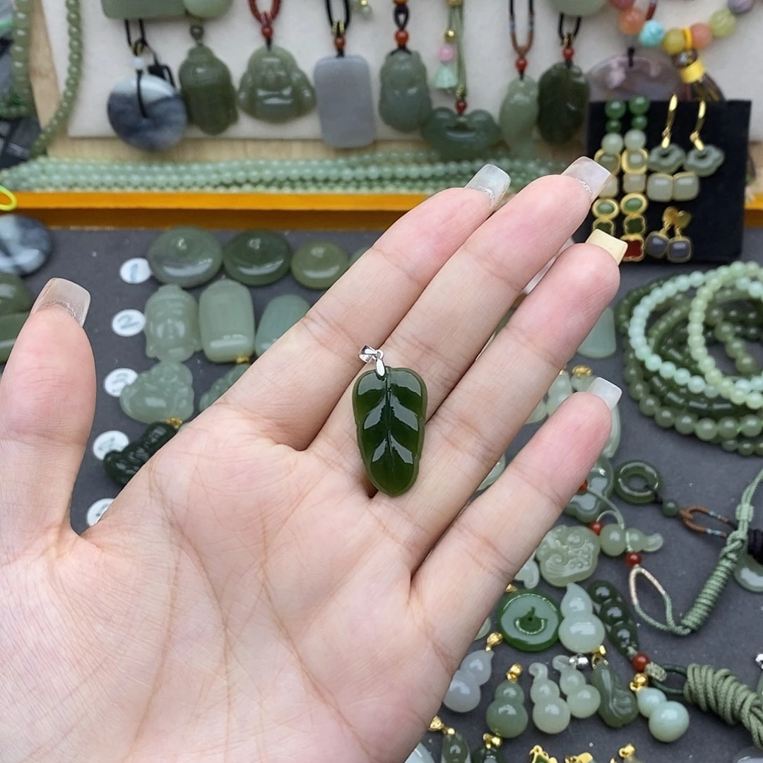 和田玉银S925镶嵌吊坠(不含链)