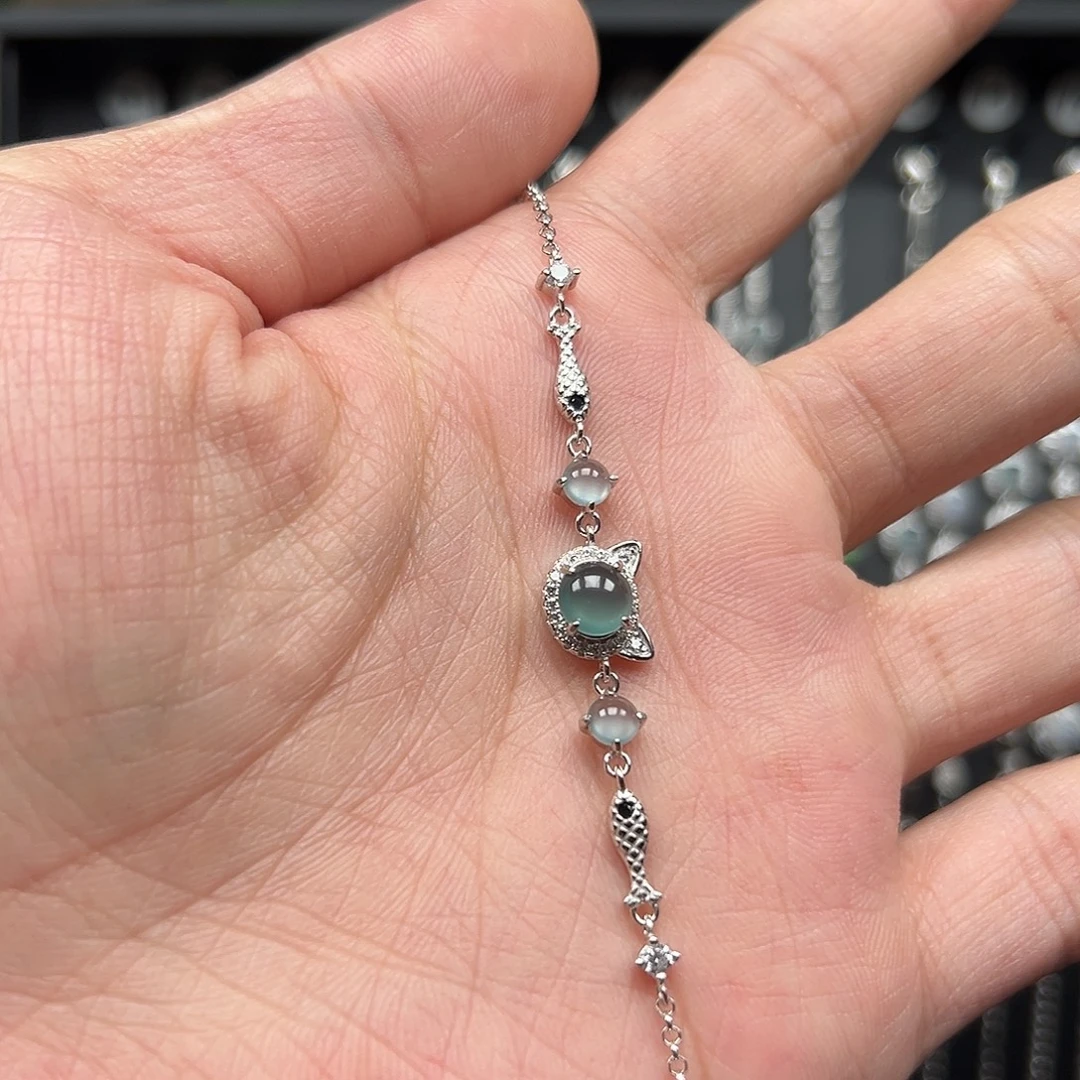 翡翠银S925镶嵌手链