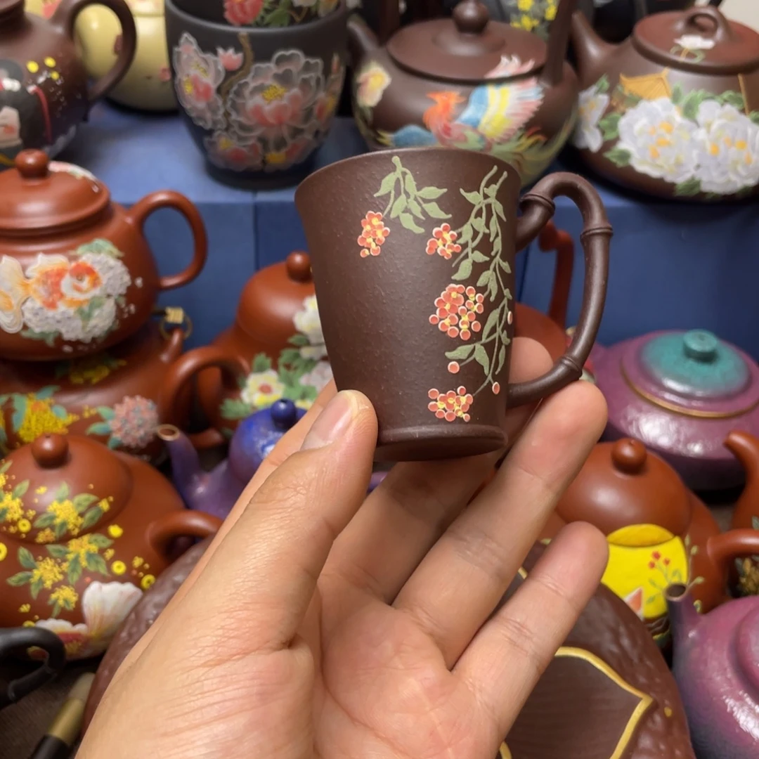 紫泥茶杯紫砂主人杯60cc