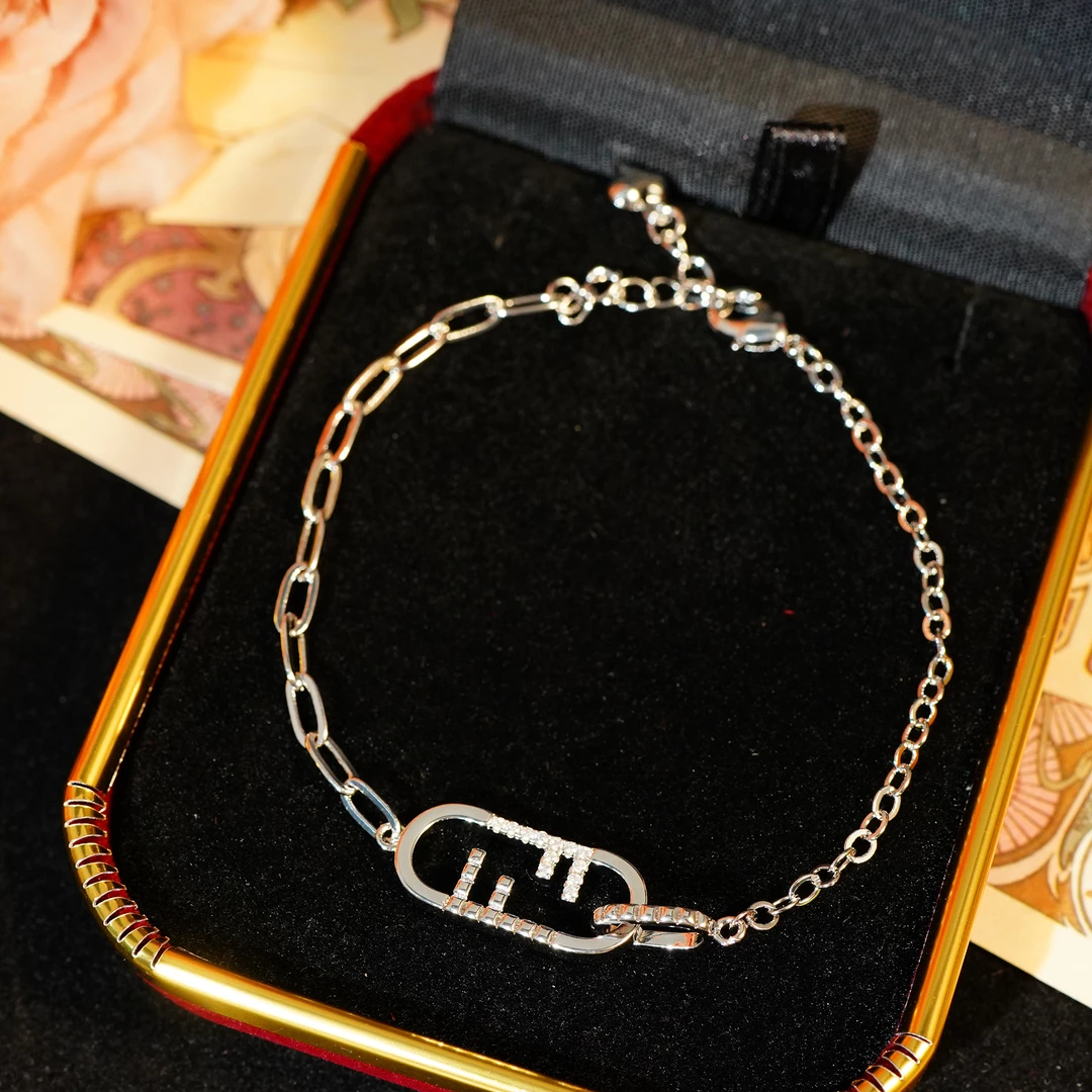 铜合金手链 【3108】LeLe 手链 双F满钻（主链+延长：17+3cm）