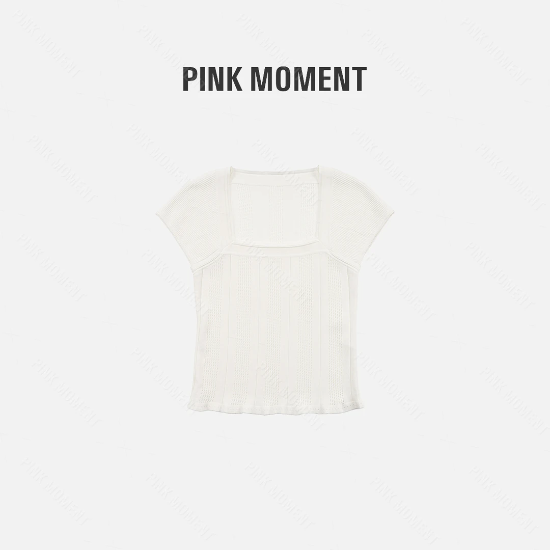 PM王囡囡 白色方领竖条纹短款上衣 ND1B0921