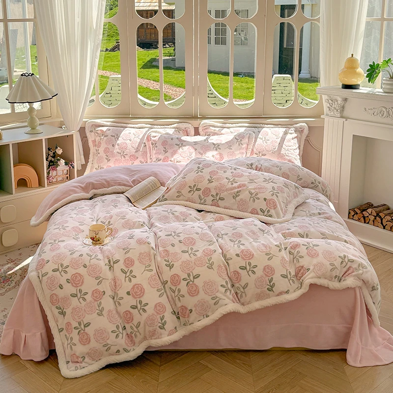 特! 小玲子  甜心玫瑰系列 高克重全消光牛奶绒毛边工艺套件