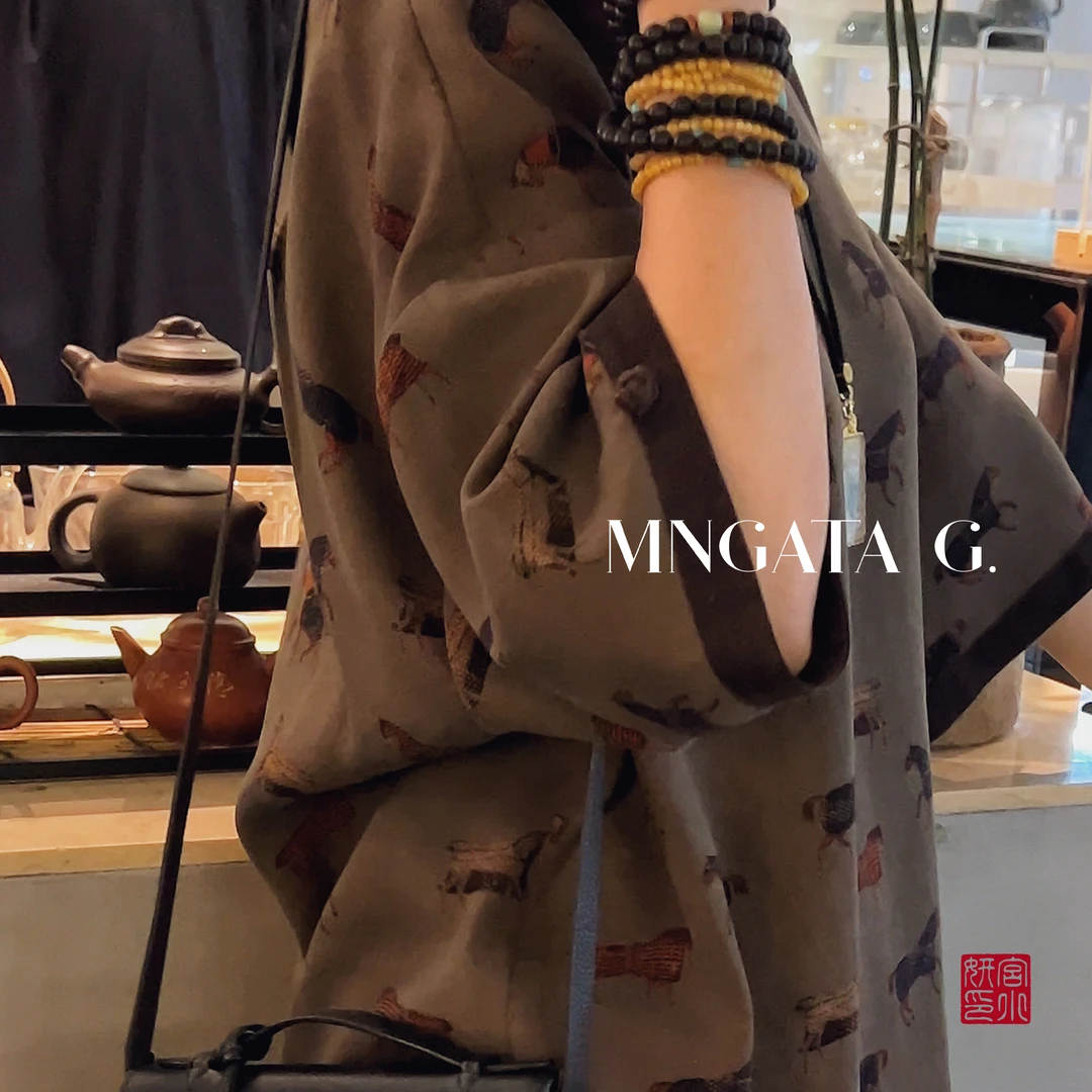 MNGATA G.宫小妍【香云纱·千里马】45姆米真丝中式国风上衣5062411