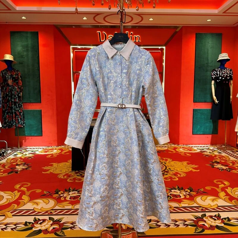 【露露】设计师轻奢款法式做旧复古连衣裙0091