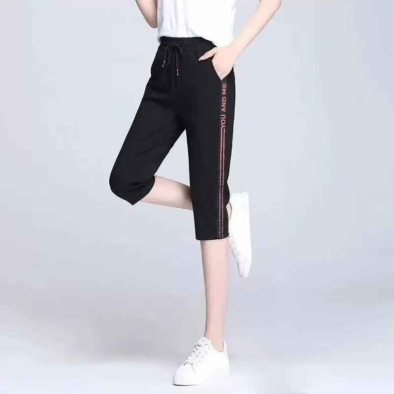 8867#夏季新款运动九分裤女春洋气宽松显瘦高腰百搭爆款休闲裤子