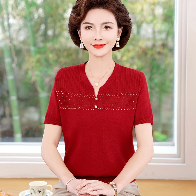 气质t恤妈妈装洋气中老年中年夏装女装