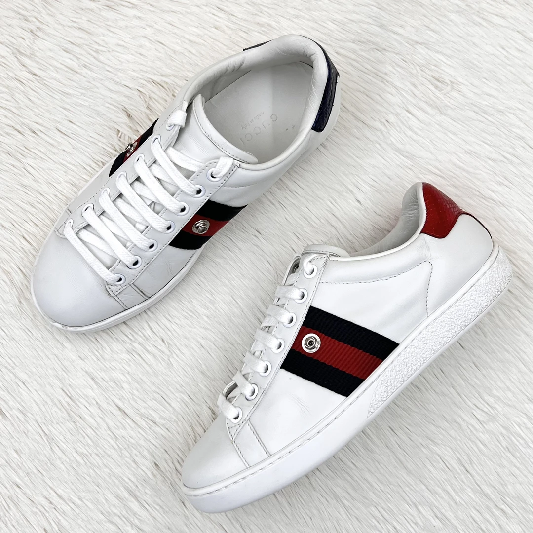 95新 GUCCI/古驰 ACE经典小白鞋 35码 公价7.1k j2026