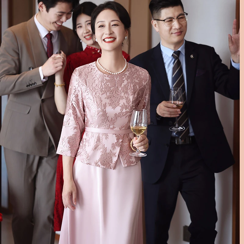 5961端庄年轻款新中式改良旗袍宴会气质喜妈妈婆婆婚宴装礼服减龄