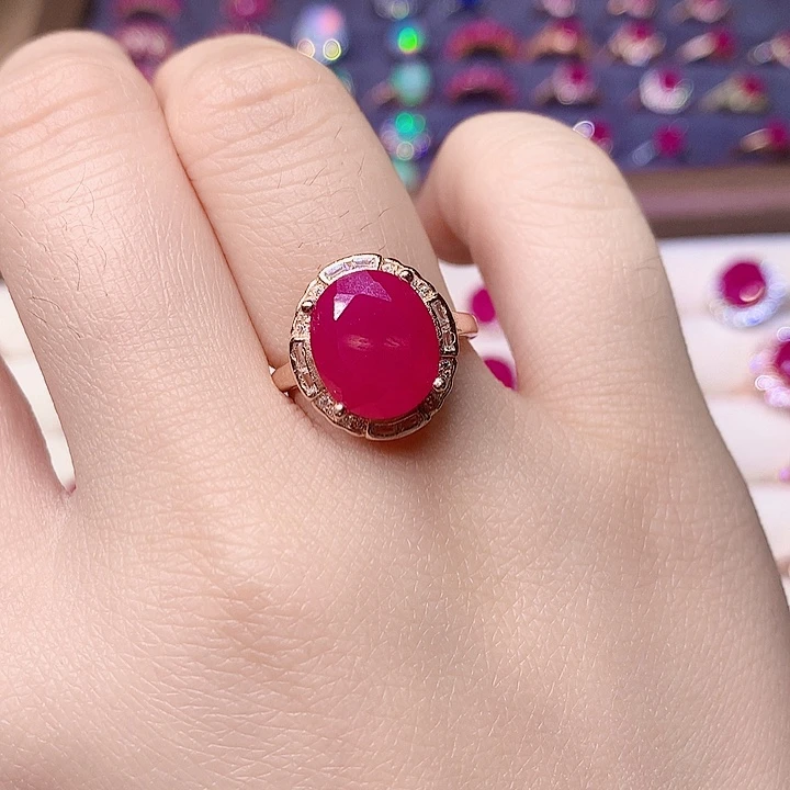 红宝石戒指银S925镶嵌轩