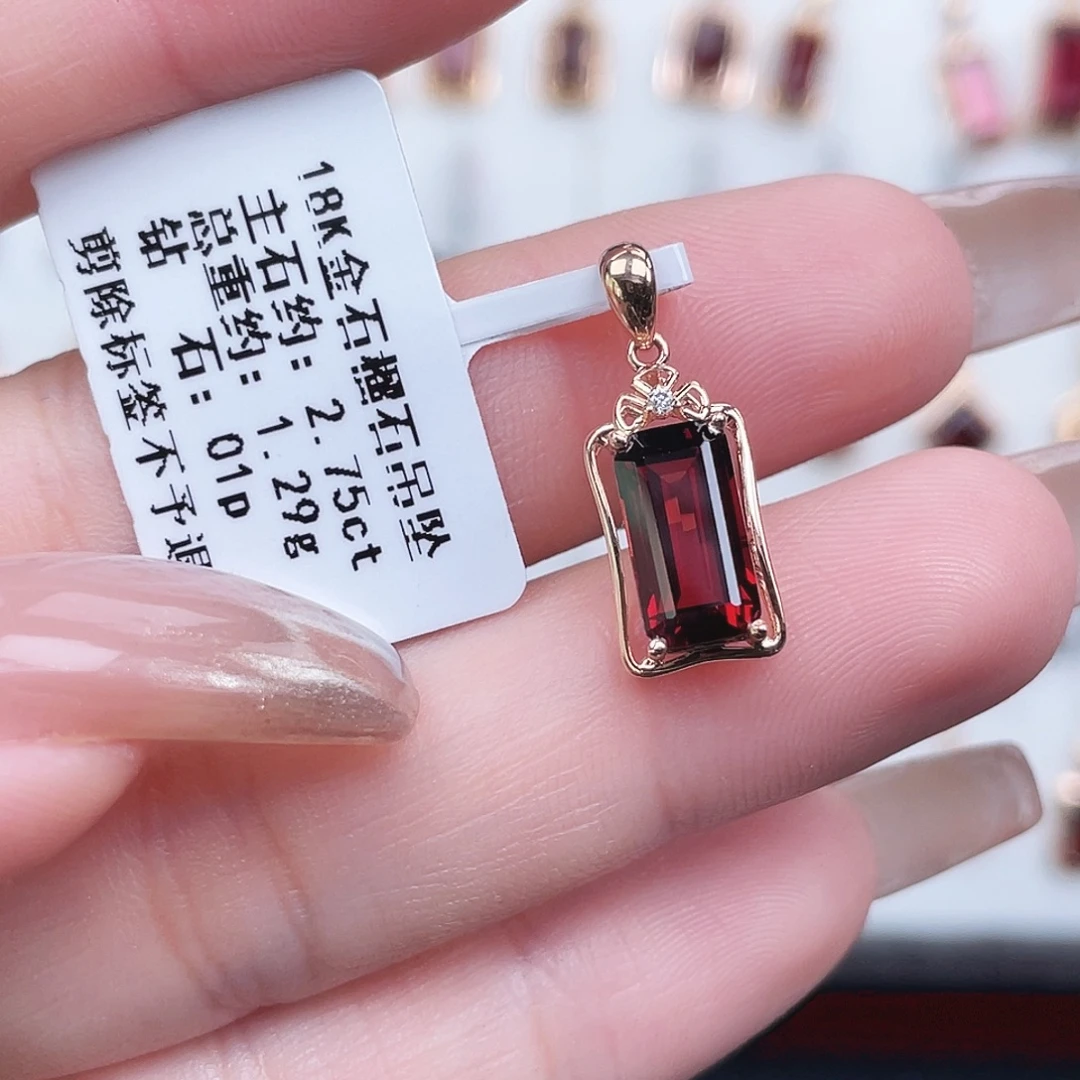 吊坠(不含链)石榴石18K金镶嵌