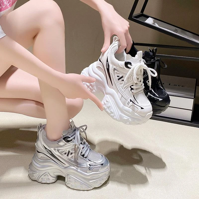 【澳门专柜正品】2025春季新款11cm内增高女鞋厚底小个子老爹鞋百搭