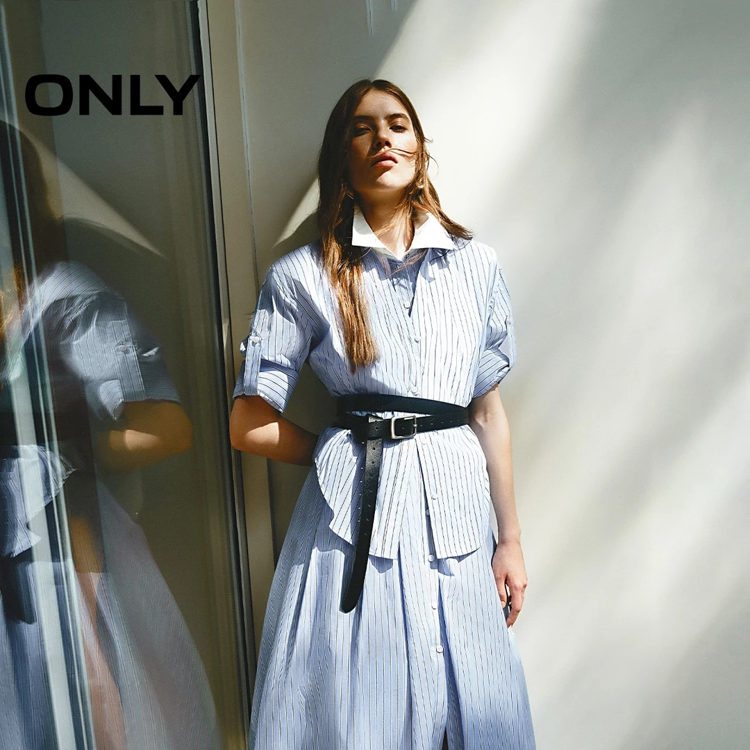 ONLY2025夏季新款实用两穿袖袢宽松舒适落肩衬衫女|125231001