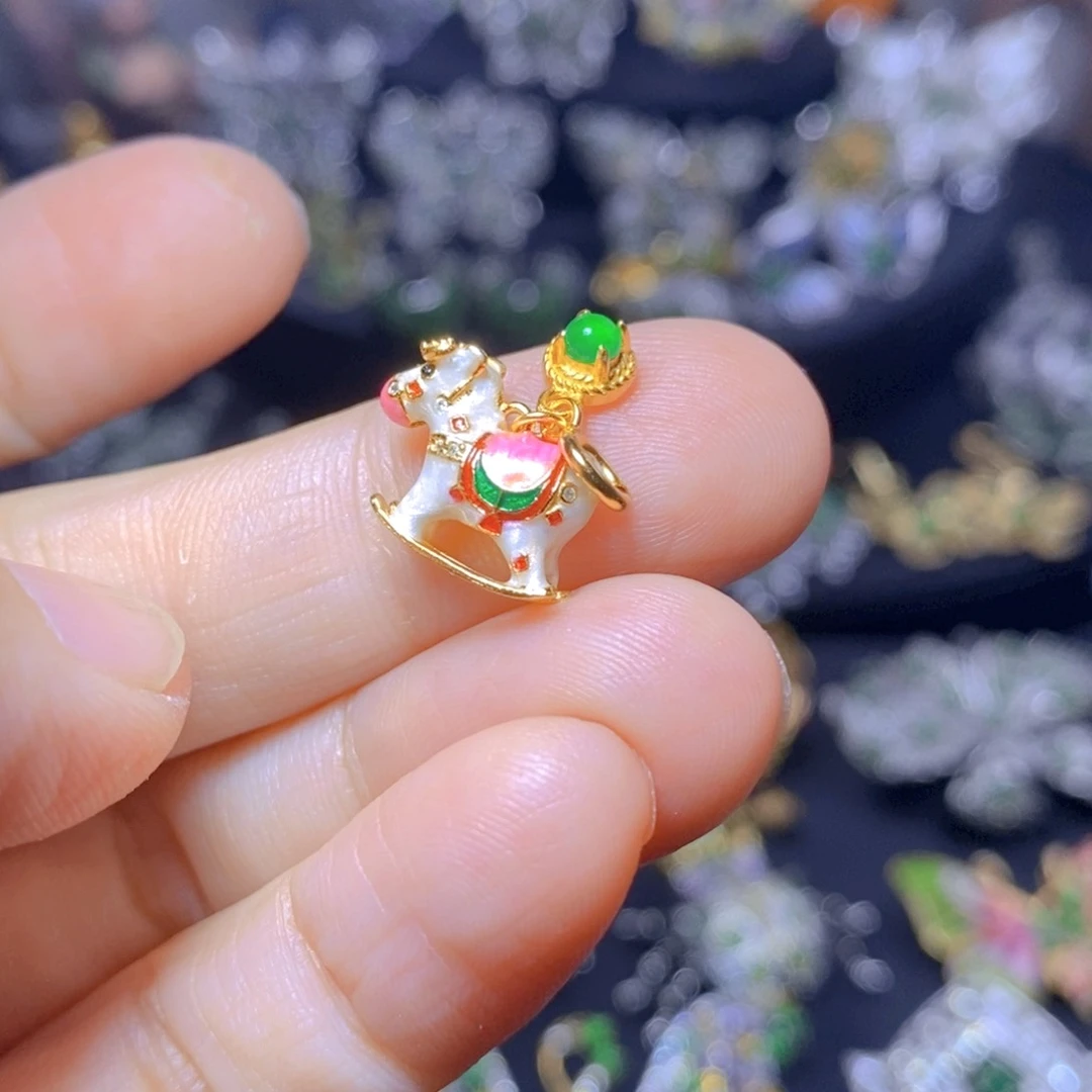 翡翠银S925镶嵌吊坠(不含链)天然翡翠