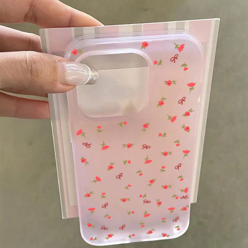 碎花蝴蝶结适用iphone16promax苹果15手机壳14PLUS软13幻影12防摔