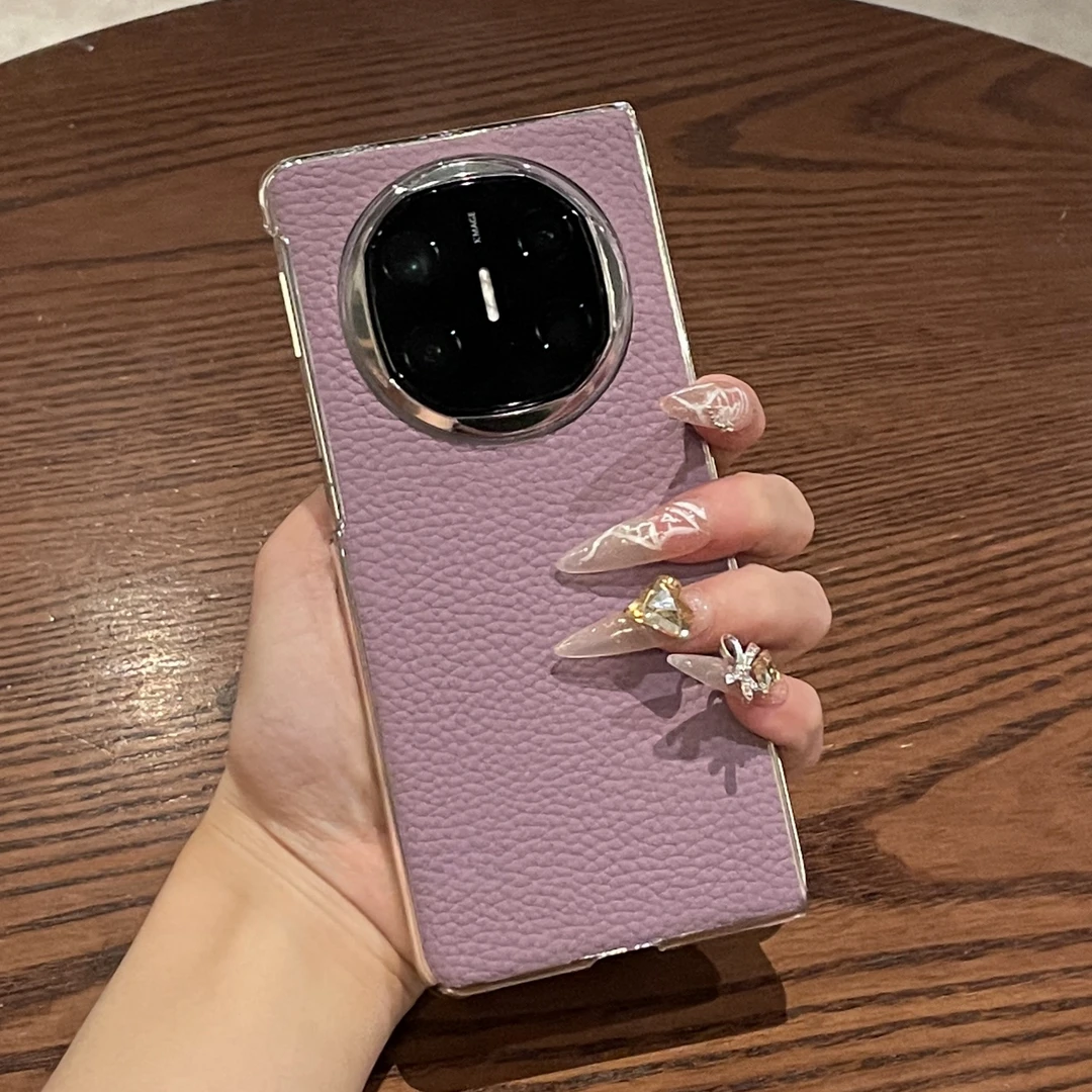 适用华为matex6手机壳新款x5高级感真皮莫兰迪紫x3典藏版单底壳