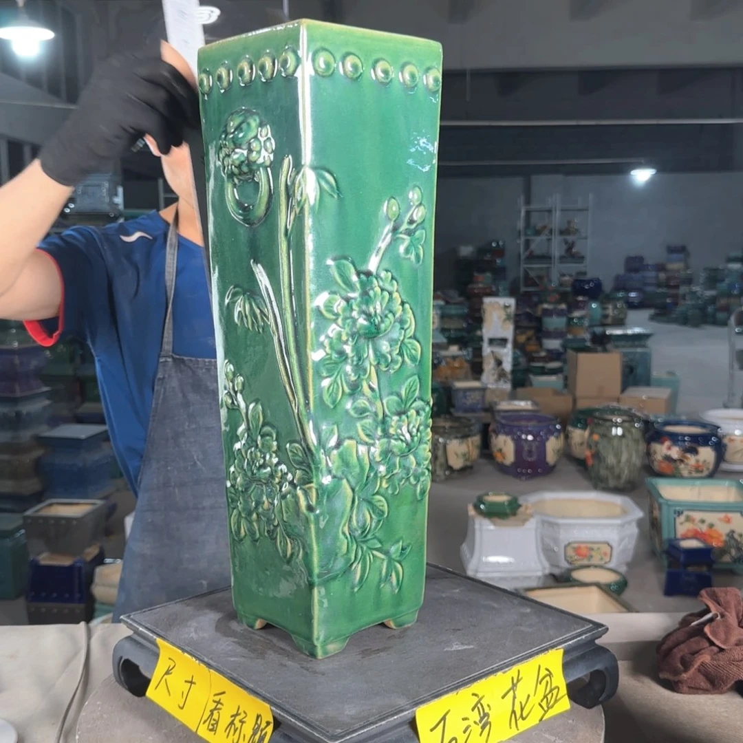一风堂石湾花盆  内口10，高48微瑕