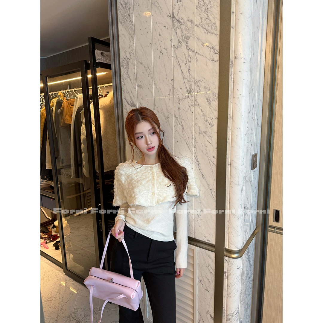 FORNI 甜蜜副本 阿尔巴卡羊驼毛羊毛斗篷毛衣