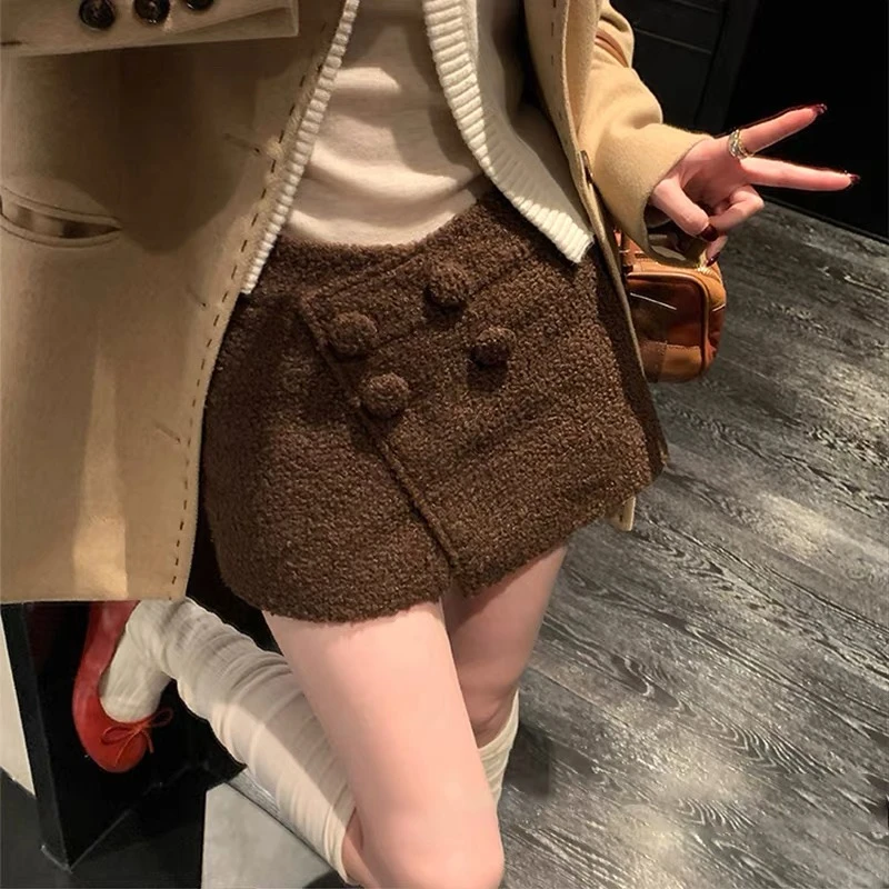 现现【圈圈呢多扣辣妹a字半身裙】辣妹气质高腰显瘦多搭扣片短裙