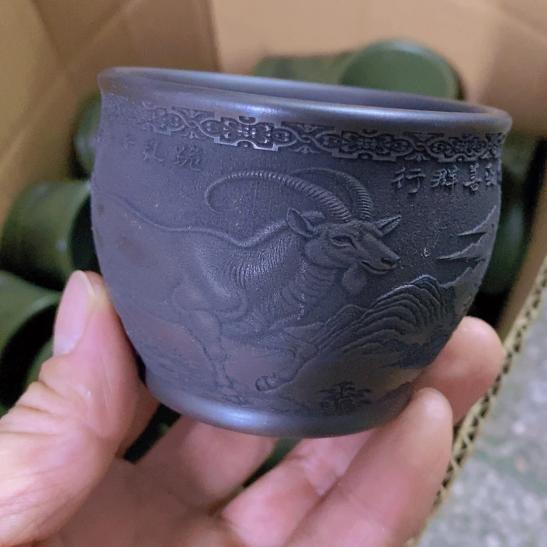 茶杯绿泥紫砂紫砂