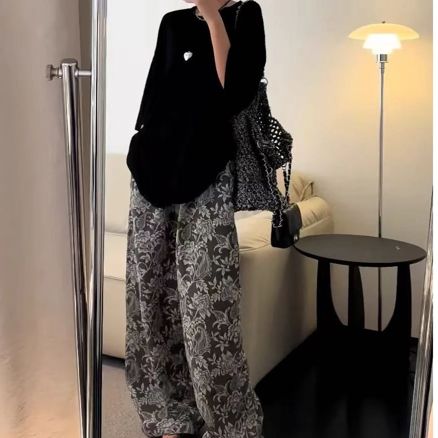 （三万）韩国东大门夏季提花宽松休闲裤新中式国风长裤2573卡码拍大