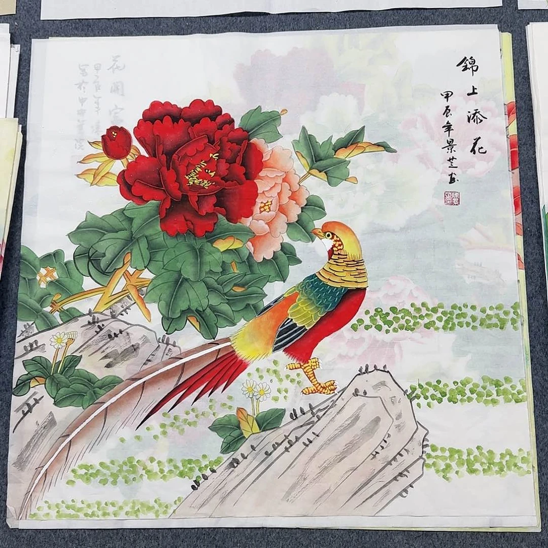 国画尺寸70X70手绘作品