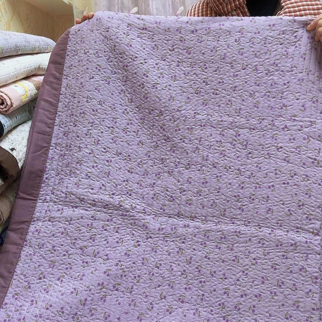 水洗布1.5/2.25孤品微瑕紫樱桃床盖