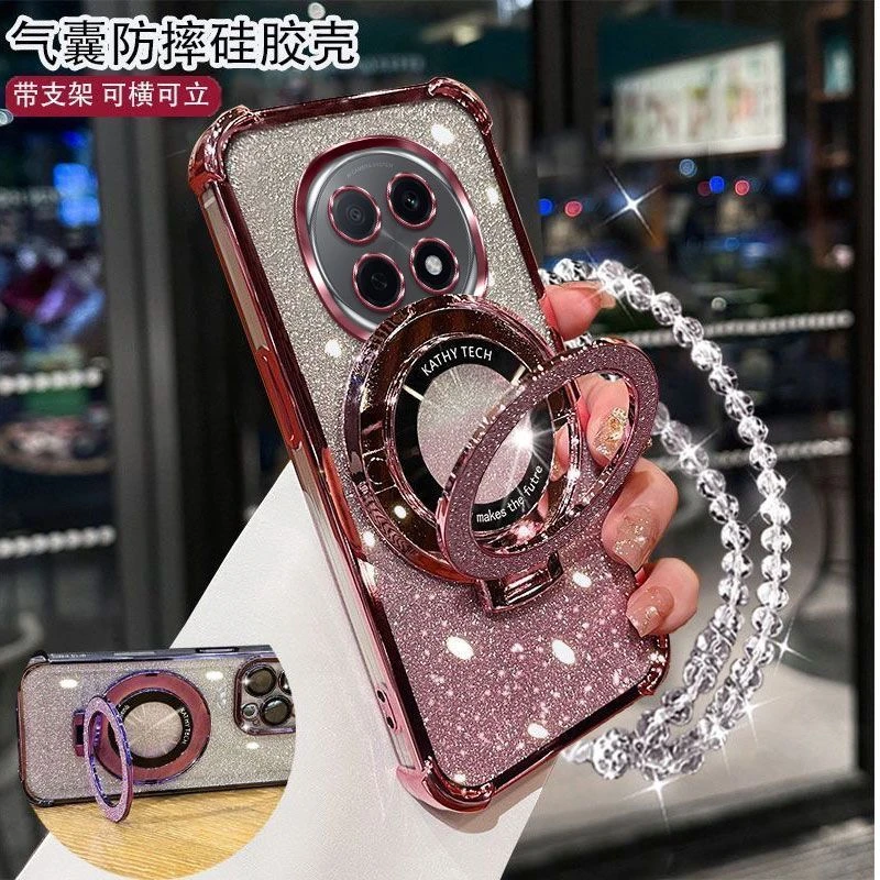 OPPOA5Pro手机壳PKP110轻奢女款闪粉四角气囊防摔带镜头膜支架手