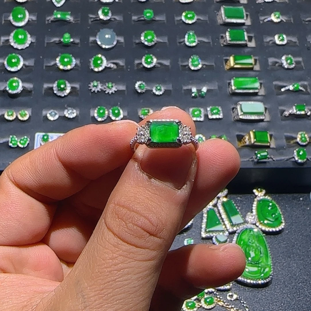 翡翠银S925镶嵌戒指