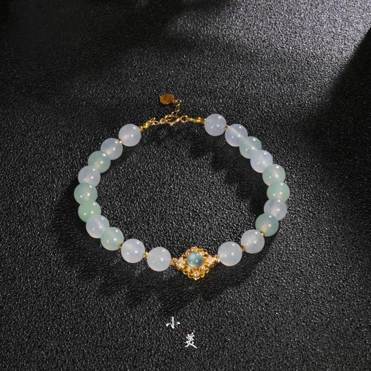 18K金冰透圆珠翡翠手链（多样性发货）G9872