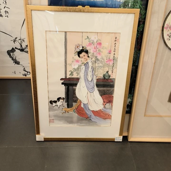 国画人物画作精品带框发3平尺