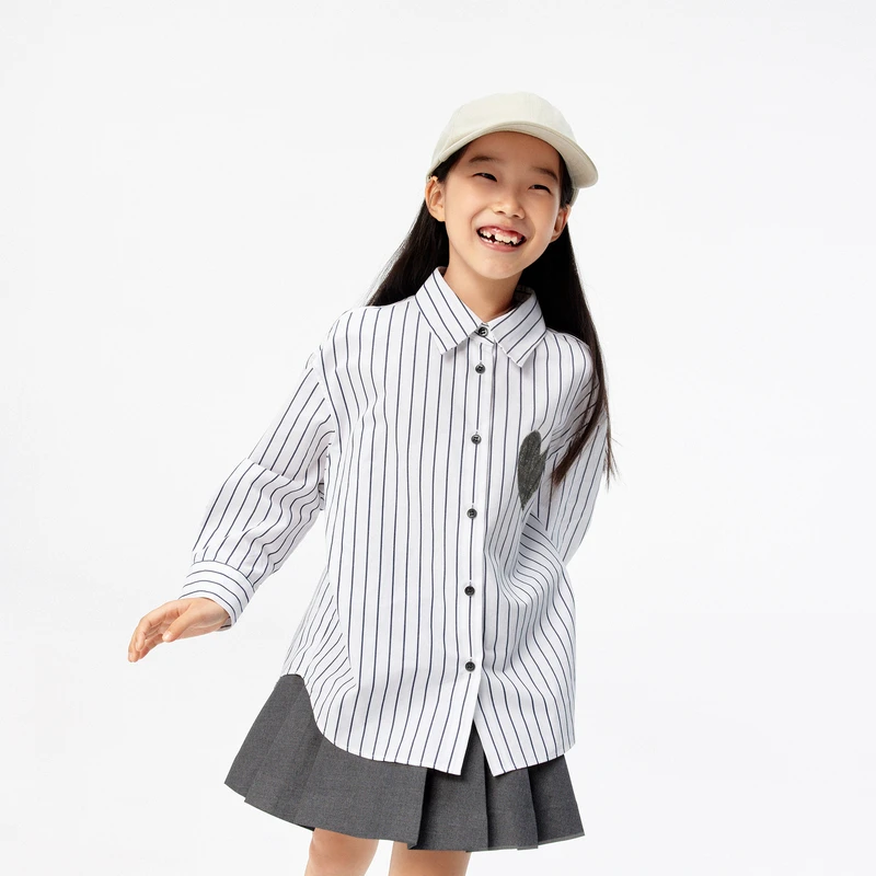 littlemoco童装25新款男女童亲子装棉条纹长袖衬衫#KBE1SHT009