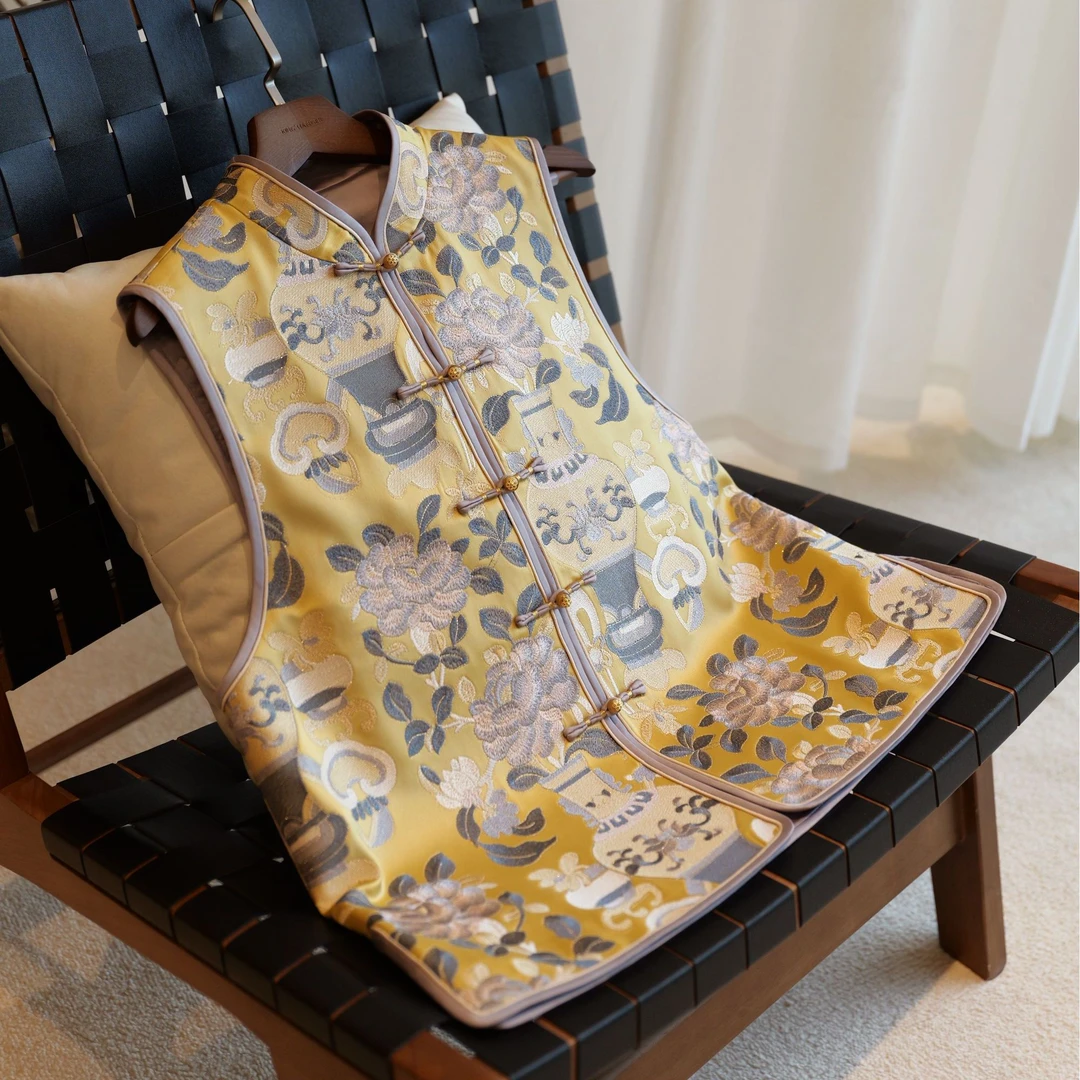 『婉月』新中式醋酸国风宽松气质马甲DHSQ3727