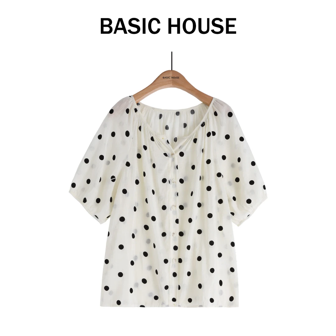 Basic House/百家好显瘦气质时尚百搭夏季法式波点B1335B50J72