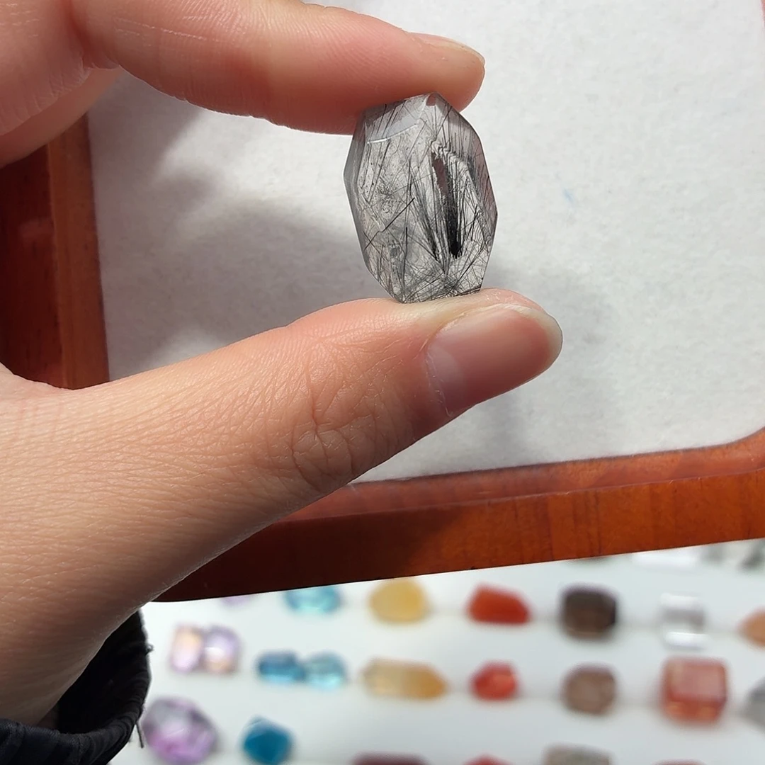 水晶珠宝半成品银S925镶嵌黑发随型