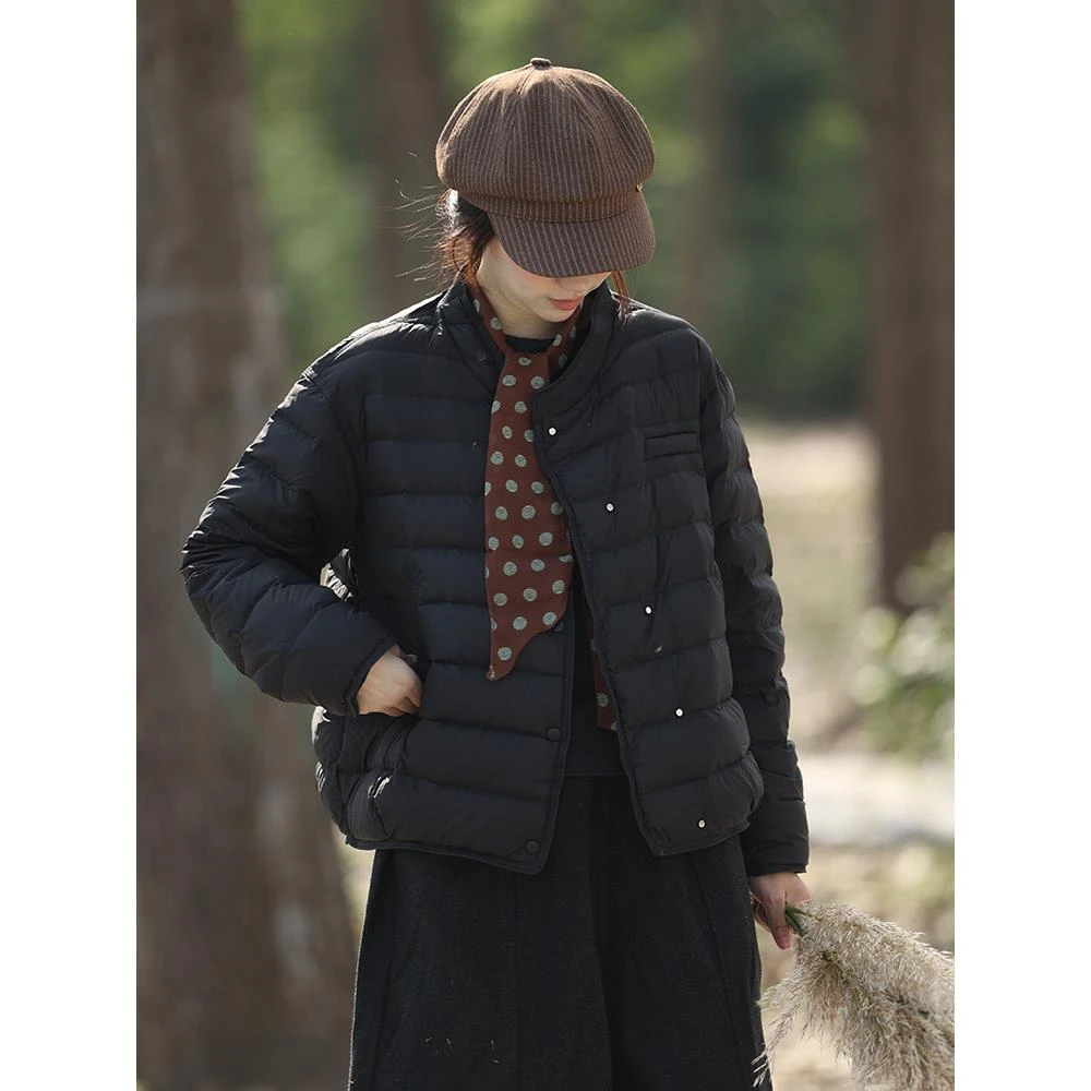 DUCURNO休闲圆领羽绒服女冬季2026新款时尚轻薄保暖短款百搭外套