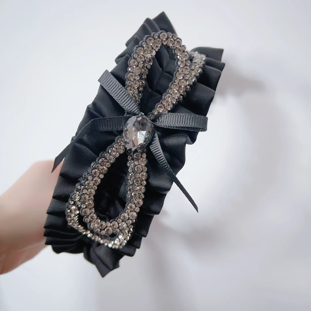 气质高颅顶减龄头箍缎面高级感褶皱蝴蝶结发箍防滑带齿发卡1386