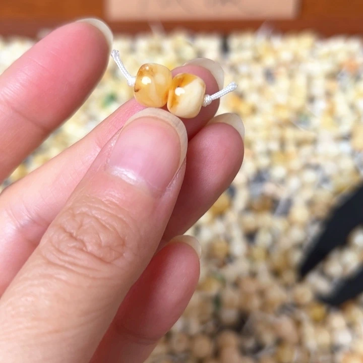 蜜蜡未镶嵌裸石7.9mm一对