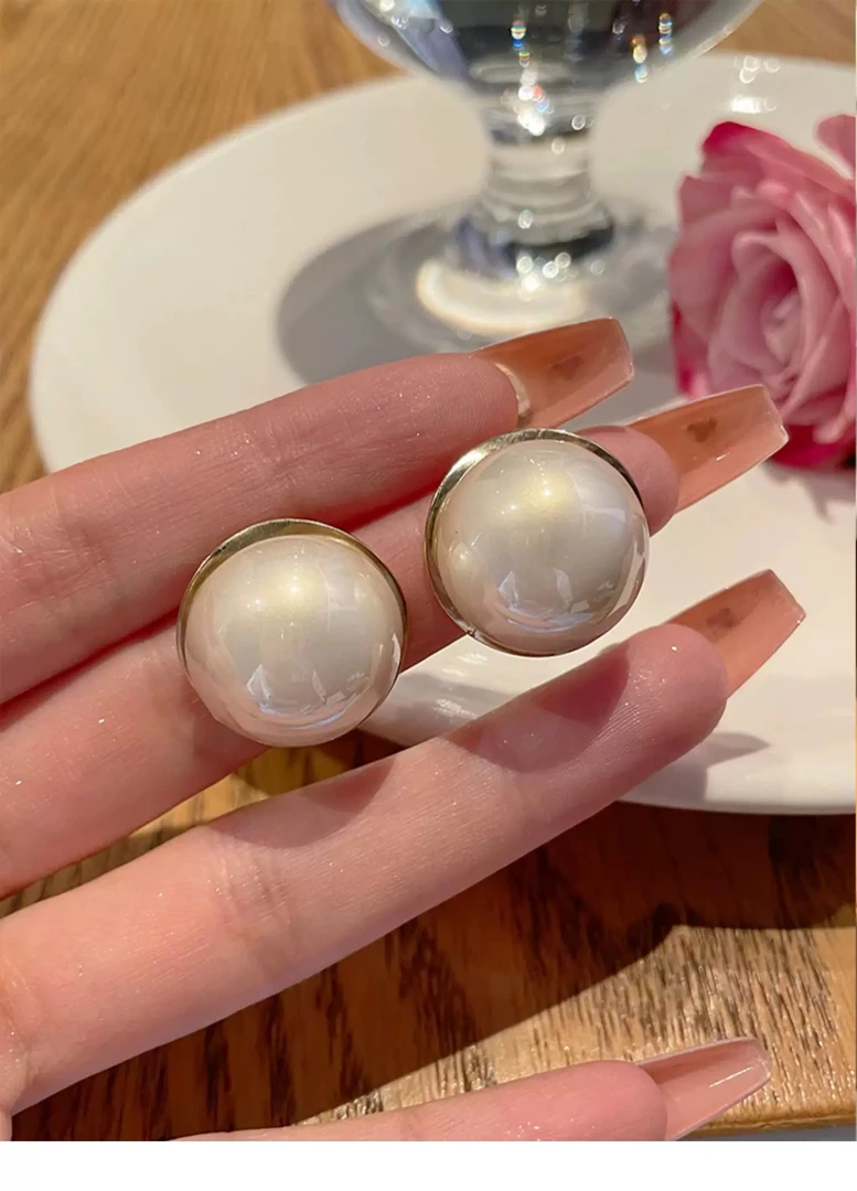 铜合金仿珍珠耳饰 s925银大气巴洛克珠新款潮气质名媛耳钉 E0064