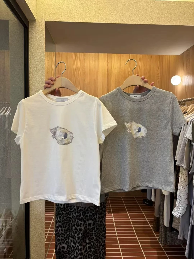 <no退换>跑单限购现货东大门正品choi蛤蜊珍珠小版t恤短袖